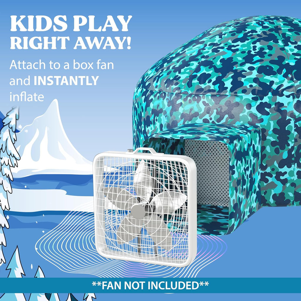W&O Arctic Camo Aerodome with LED Lights & Sound – Inflates in Seconds for Kids Ages 3-12 (Fan Not Included)