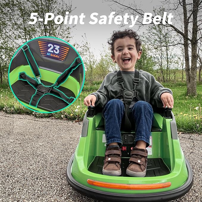 12V Kids Bumper Car, Electric Baby Bumper Car for Toddlers with Remote Control, 3 Speeds - Green