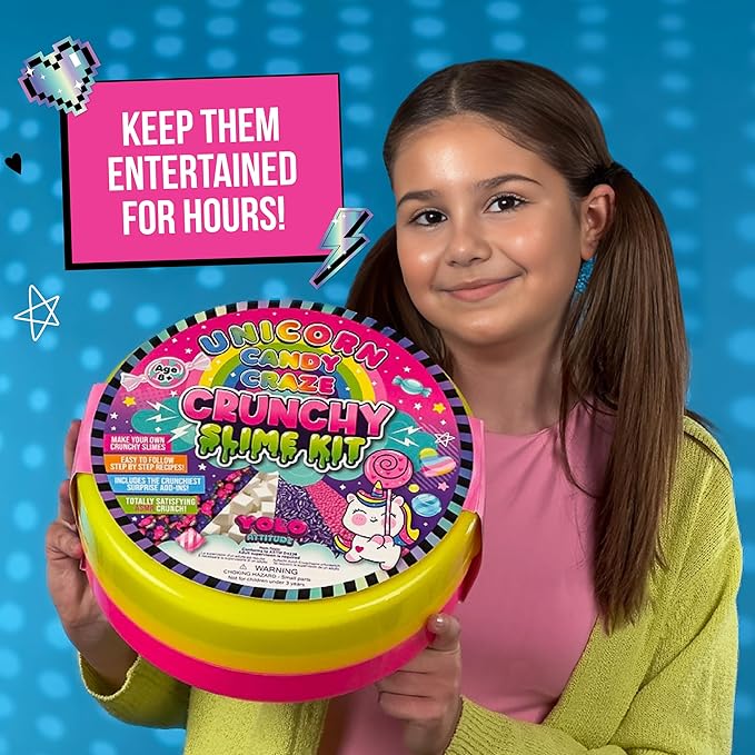 YOLO Unicorn Candy Craze Slime Kit - DIY Slime Making Set for Girls 8-12 with 40+ Magical Add-ins, Glitter & Cloud Slime Supplies