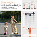KUB Toddler Scooter for Kids Ages 2+, 3 Wheel Kick Scooter with LED Light-Up Wheels, Adjustable Height Handlebar, Lean-to-Steer, Anti-Slip Deck, Easy-Fold Design, Gift for Boys and Girls