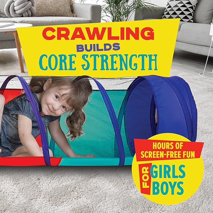 Kiddey Play Tunnel for Kids - Pop Up Tunnel Toys for Toddlers, Kids Multicolored Tunnel for Indoor/Outdoor Fun, Crawl & Play, Obstacle Course Great Gifts for Toddlers - Balls Not Included (2 Pk)
