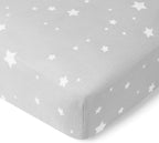 Newton Baby Fitted Mini Crib Sheets (2-Pack) | Organic Muslin Cotton, Breathable & Soft Baby Sheets, Washable Baby Mattress Sheets, Fits Any Mini Sized Crib 24" x 38", Stardust Twilight Grey + White