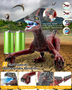 Eulogia Dinosaur Toy, RC Dinosaur Car with 2-in-1 Remote, Gesture-Sensing Forward Backward Dino, Features Spray & Sounds & Lights, One-Key Demo Car, 4-12 Boys Grils Gift for Birthday Christmas Party