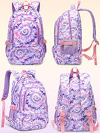 BLUEFAIRY Kids Backpack for Girls Elementary Primary Middle School Bag for Aged 8-10 for Teens Childs Bookbag Back to School Bag Mochilas Escolares para Niñas de 7 8 9 10 Tie-dye Purple