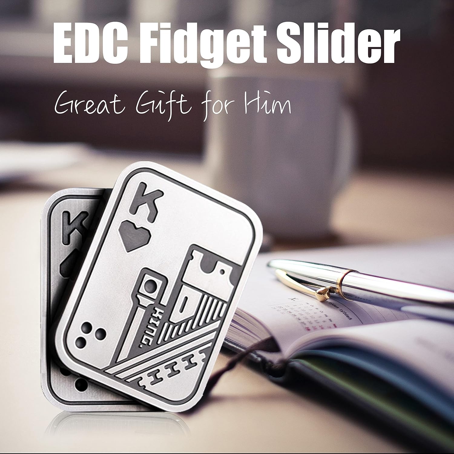 New Decompression Metal Poker Fidget_Slider，Manually Rotate Adult Office Decompression Toys to Relieve Pressure, Tabletop Toys for Adults, （KK）