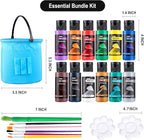 JOYIN 12PCS Washable Kids Tempera Paint Set (2 oz Each), 6 Brushes, 2 Palette & 1 Stretchable Washing Bucket, Non-Toxic Kids Liquid Paint for Arts and Crafts Project, Finger Painting, Hobby Painters