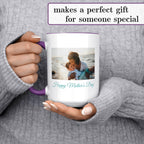 Personalized Coffee Mug, Custom Photo Text 15 Oz Ceramic Mug, Customized Picture Name Tea Cup, Unique Gift Idea, Taza Cafe Personalizadas Fotos, Cute Custom Gifts Mom Women Men, Mother's Day, Purple