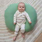 Dr. Mama's Organics Nursing Pillow with Lumbar Support - Ergonomic Design Helps Relieve Back Pain and Arm Fatigue - for Bottle and Breastfeeding - Removable Organic Cotton Cover (Sage)