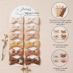 Baby Toddler Girls Hair Ties with Daisy Linen Bows,12 pcs No Damage Elastic Nylon Hair Bands Ponytail Holders,Small Hair Accessories Gifts for Girls Kids Children Thick Thin Hair