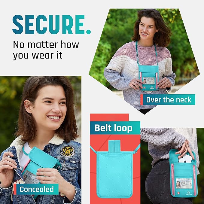 Neck Wallet, Travel Pouch For Passport Holder And Documents, Travel Neck Wallet For Traveling Women