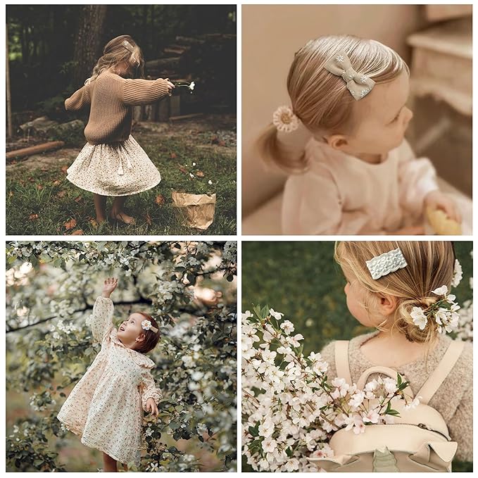 13 Pcs Hair Clips for Girls with Bows Butterfly Flower,2" Fully Lined Alligator Clips and Barrettes,Handmade Hair Accessories for Baby Toddler Young Kids School Age Girls Gifts