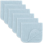 Comfy Cubs Muslin Burp Cloths 20" x 10", Pack of 6 - Large, 6-Layer, Ultra Absorbent 100% Cotton for Baby Drool and Messes - Soft, Safe & Gentle Baby Burp Cloths Set for Boys & Girls - Sky Blue