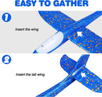 CUKU 4 Pack LED Light Airplane Toys-17.5" Large Throwing Foam Plane-2 Flight Modes Glider Plane-Outdoor Flying Toys for Kids-Flying Toys Gift for Boys Girls 3 4 5 6 7 8 9 Years Old