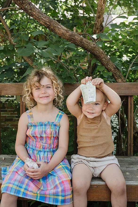 White Leaf Provisions Organic Purees / Baby Food Pouches - Fruits, Veggies & Grains, Toddler snack, Regeneratively Farmed, No Added Sugar, Non-GMO, BPA-Free Pouches 3.17 oz (Pack of 24) Pea + Apple + Cauliflower)