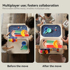 bopoobo Sand and Water Table for Toddlers, 4 in 1 Kids Wooden Sensory Activity Table with 2 Storage Bins, Painting Acrylic Board, Slide Track Toy & Windmill Suction Cups Toy, Beach Accessories