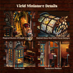 LED 3D Puzzle Magic Station Book Nook Kit - Interactive 3D Wood Puzzle LED Magical Miniature with Infinite Extension Space - DIY Bookshelf Insert Decor Gifts