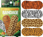 BioSwiss Bandages, Animal Prints Self Adhesive Bandage, Leopard, Zebra, Giraffe, and Tiger Print Designs, Latex Free Sterile Wound Care, Standard Shape for Kids and Adults, 24 Count