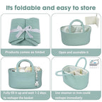 Diaper Caddy Organizer for Baby Cotton Rope Nursery Storage Bin Basket Portable Holder Tote Bag for Changing Table Car Travel Baby Shower Gifts Newborn Essentials Registry Must Haves Light Green