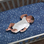 Lambs & Ivy Sky Rocket Blue Stars/Galaxy/Space 100% Cotton Fitted Crib Sheet