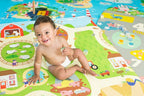 Baby Care Play Mat (Medium, Playful - Busy Farm) 73’’ x 49’’ Original One-Piece Reversible Rollable Waterproof Play Mat for Infants, Babies, Toddler, and Kids
