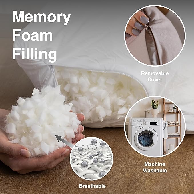 Pharmedoc Body Pillow, Pregnancy Pillows, Side Sleeper Pillow, Long, Memory Foam Pillow, Mocha