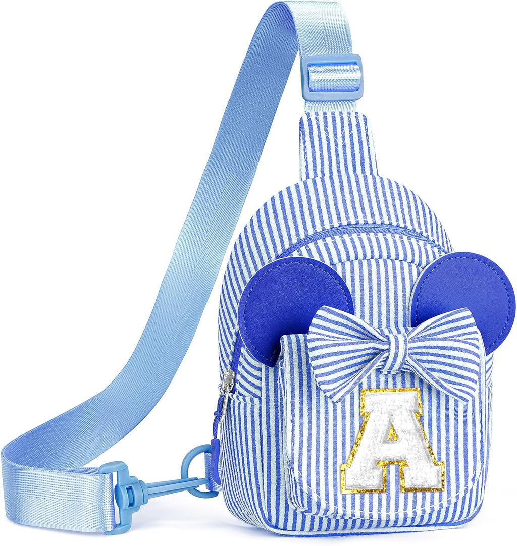 Girls Kids Sling Bag, Initial Small Sling Bags for Girl, Birthday Gifts for 3 4 5 6 7 8 9 Year Old Girls, Gifts for Kids Cross Body Shoulder Bag Belt Bags for Girl (Blue A)