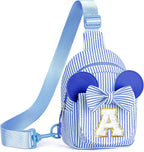 Girls Kids Sling Bag, Initial Small Sling Bags for Girl, Birthday Gifts for 3 4 5 6 7 8 9 Year Old Girls, Gifts for Kids Cross Body Shoulder Bag Belt Bags for Girl (Blue A)
