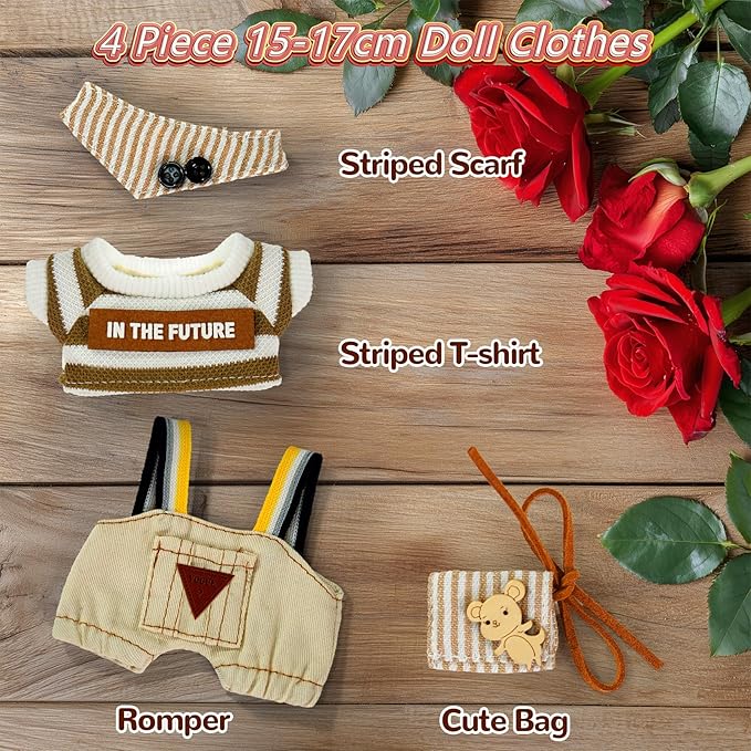 2 Sets Clothes for 17cm Doll, Cute Doll Clothes and Accessories, Outfit Sets 2025 Fashion Style
