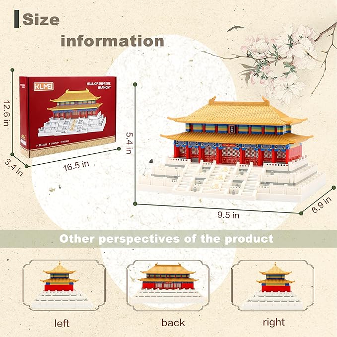 Chinese Architecture Micro Building Blocks Set Hall of Supreme Harmony Collection Model for Display 2166PCS Creative Building Sets for Adults and Age 14+
