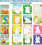 90shine 4PCS Easter Crafts for Kids Ages 4-8 Sticker Books - Basket Stuffer Gift Includes Bunny Egg Chick Gnome and More Designs Create 40 Pictures