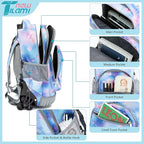 NEW TILAMI 18 inch Kids Rolling Backpack for School with Big Storage, Waterproof, Adjustable Handle - Perfect for Girls & Boys, Blue Star