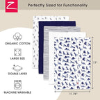 Zutano 5-Pack Organic Burp Cloths for Baby Girl & Boy, Large Cotton Burping Cloths for Babies | Absorbent Baby Spit-Up Rags | Gender Neutral Burp Clothes | Newborn Essentials, Dino Party