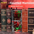 Haunted House Halloween Book Nook Kit, Spooky Shelf Insert Bookshelf Diorama Horror Art Miniature Decor, Creepy Scary Wooden Puzzle Booknook (Haunted Mansion)