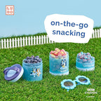 Whiskware Bluey Stackable Snack Containers for Babies, Toddlers, and Kids, 3 Stackable Snack Cups for School and Travel, Cupholder Friendly, Bluey and Bingo! Let’s Do This!