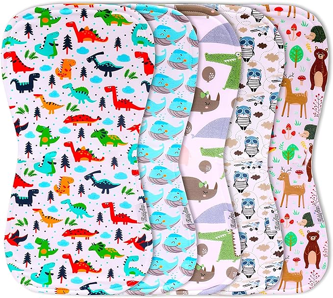 Premium 5-Pack Large Organic Cotton Burp Cloths – 3 Layers, Ultra Soft & Absorbent Burping Towel, Shoulder Towel & Hand Towel