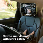 Safety Baby Car Seat Mirror - Wide Shatterproof Backseat Infant Car Mirror for Baby Rear Facing, Crystal Clear View, Travel Accessories, Easy Install & Adjustable for Removable Headrest (Matte Black)