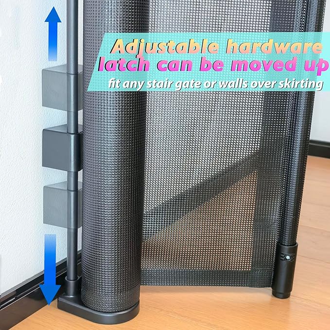 Retractable Baby Gates for Stairs, 55" Wide Baby Gate Dog Gate, 41" Tall Retractable Pet Gate for Doorways, Child Safety Gates Mesh Gate with Fiberglass Rods for Stairways, Hallways, Indoor/Outdoor