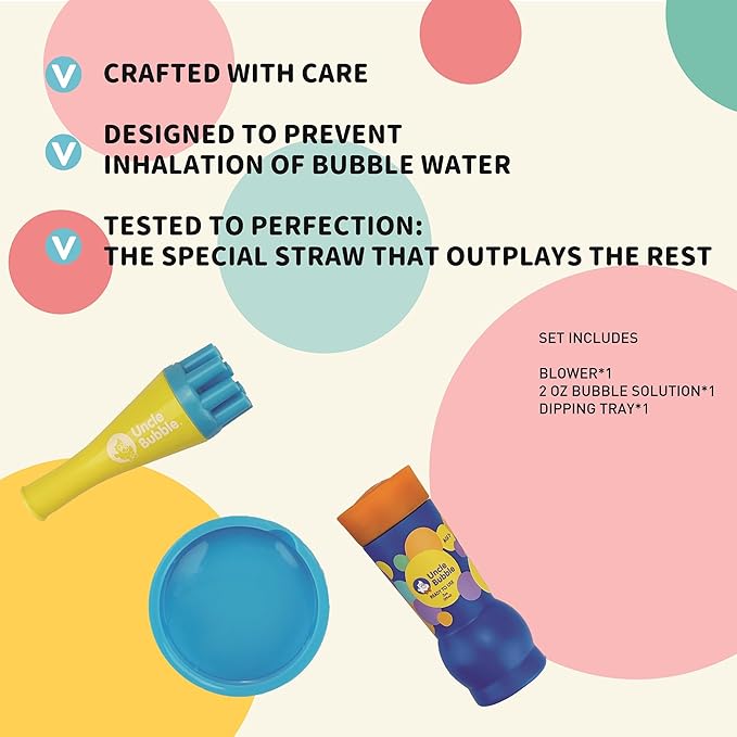 Uncle Bubble Blower for Kids and Toddlers 3, Uncle Bubble Mini Bubble Blower 3 Colors Family Set| Blow Thousands of Bubbles a Time