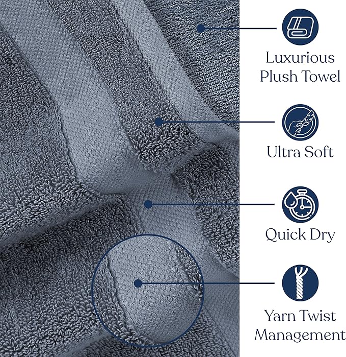 Delara Organic Cotton Luxuriously Plush Washcloths Pack of 6 | GOTS & Oeko-TEX Certified | Premium Quality Face Towels | Feather Touch Technology|650 GSM Long Staple|Soft, Quick Dry & Ultra-Absorbent