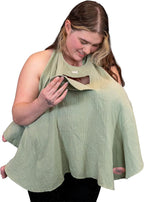 Muslin Nursing Cover for Baby Breastfeeding – with Peekaboo Window -100% Breathable Cotton Privacy Nursing Shawl - Multiuse Apron for Moms