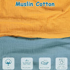 Hooyax Muslin Nursing Pillow Covers 2 Pack, Soft and Breathable Nursing Covers for Breastfeeding Pillows, Adorable Infant Feeding Pillow Slipcover for Baby Boy and Girls (Blue Ginger)