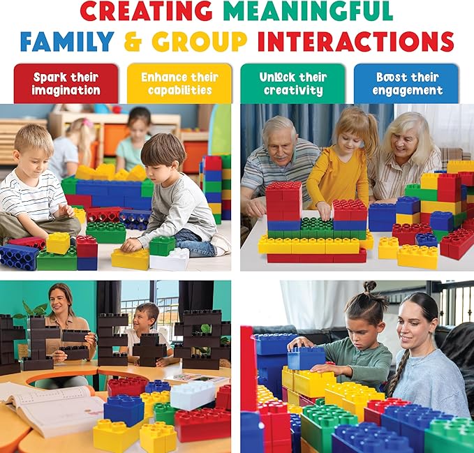 Large Building Blocks for Kids Ages 3-8 – 288 Piece Mega Set – Indoor & Outdoor STEM Toy for Boys & Girls