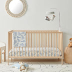 Margaux & May Organic Muslin Cotton Baby Crib Sheets, Blue Fern Print 2 Pack, Fitted, Breathable, Toddler Bedding, 52 x 28, Deep Pocket, Organic Crib Sheets for Cozy Sleep