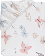 Lambs & Ivy Baby Blooms Watercolor Floral/Butterfly Cotton Fitted Crib Sheet