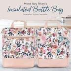 Itzy Ritzy Insulated Bottle Bag – Keeps Bottles Warm or Cool - Holds 3 Bottles & Features Interior Pocket for Ice Pack (Not Included), Blush Floral