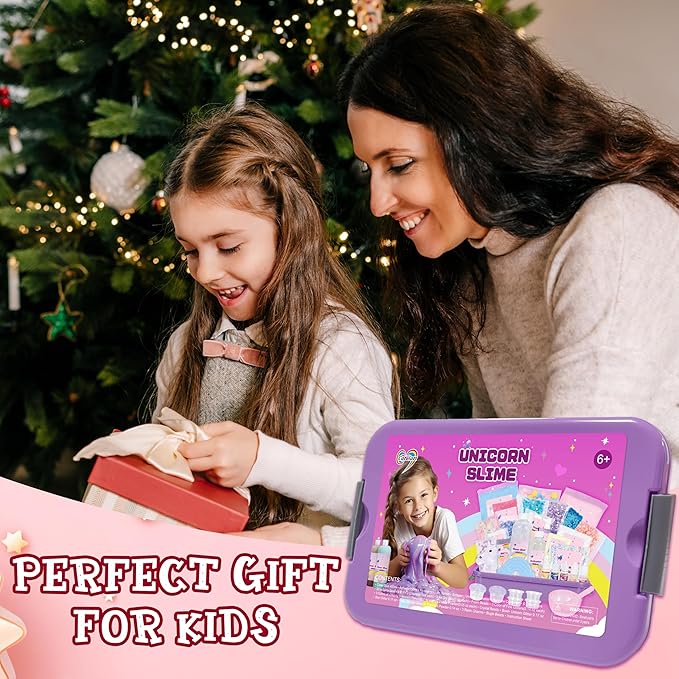 Unicorn Slime Making Kit for Girls - DIY Fluffy Slime Creation Kit with Super Birthday Party Favors