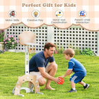 Costzon 3 in 1 Toddler Basketball Hoop, Height Adjustable Kids Sports Center w/Foldable Basketball, Soccer & Golf Game, Indoor Outdoor Activity Playset w/Foldable Rim, Gift for Children Baby Infant