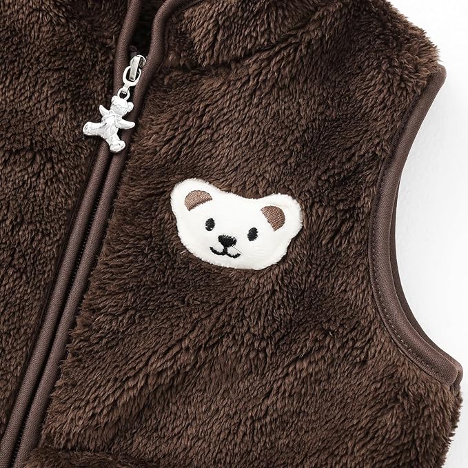 Baby Boys Girls Fleece Vest Zip Up Cute Bear Jackets Fuzzy Fall Winter Warm Clothes Newborn Outwear for Toddler Infant