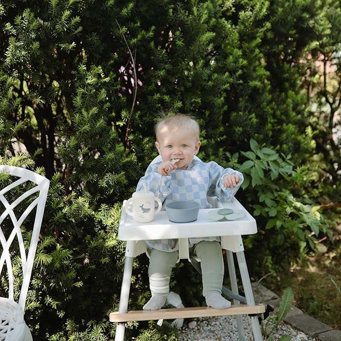 mushie Silicone First Feeding Baby Spoons | 2 Pack (Powder Blue/Shifting Sand)