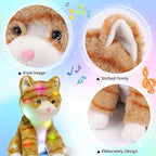 Hopearl LED Musical Stuffed Kitty Lighting Up Singing Plush Cat Adjustable Volume Lullaby Animated Soothe Birthday Festival for Kids Toddler Girls, Orange, 12.5''